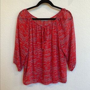 Olivia Moon Red and Gray Relaxed Blouse